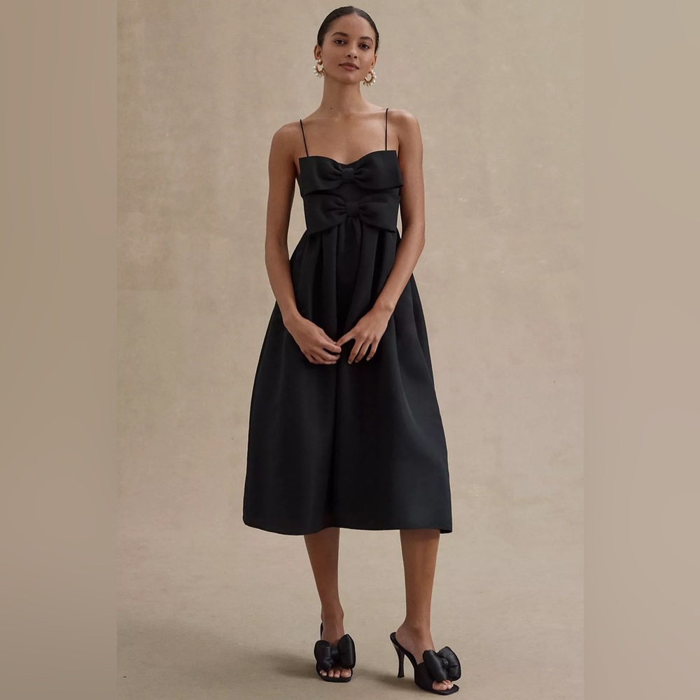 Sachin + Babi Black Midi Dress with Front Bow